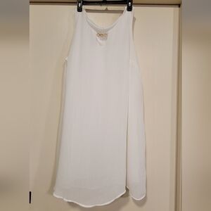 Chloe + Rene white sheer dress  gold accent chain on neck Size 3X